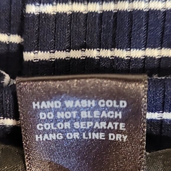 See You Monday Navy Blue & White Striped Sleeveless Trapeze Swing Dress - Picture 11 of 11